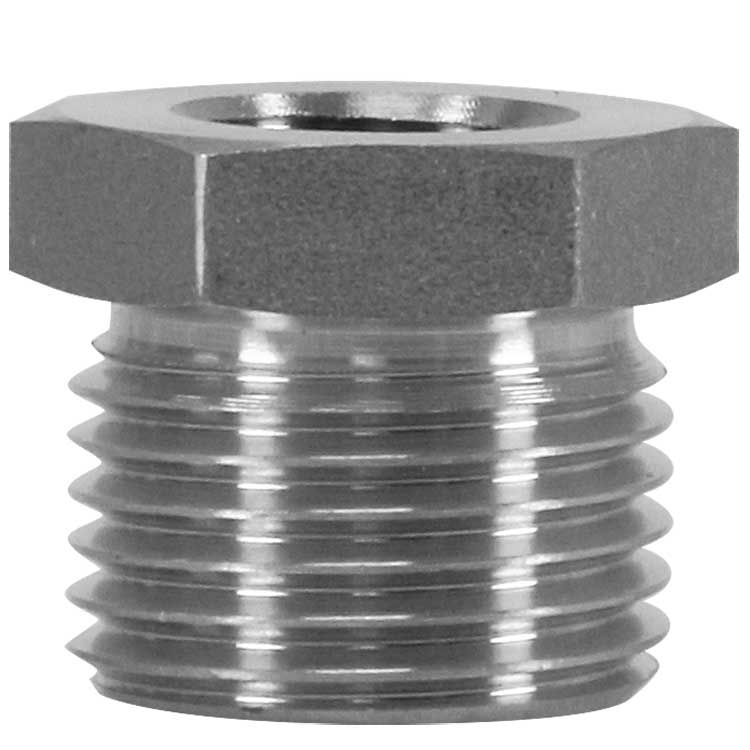 Reduzierung 1/8"IG : 3/8"AG Edelstahl 500 barLänge: 14 mm, Max. 150 °C