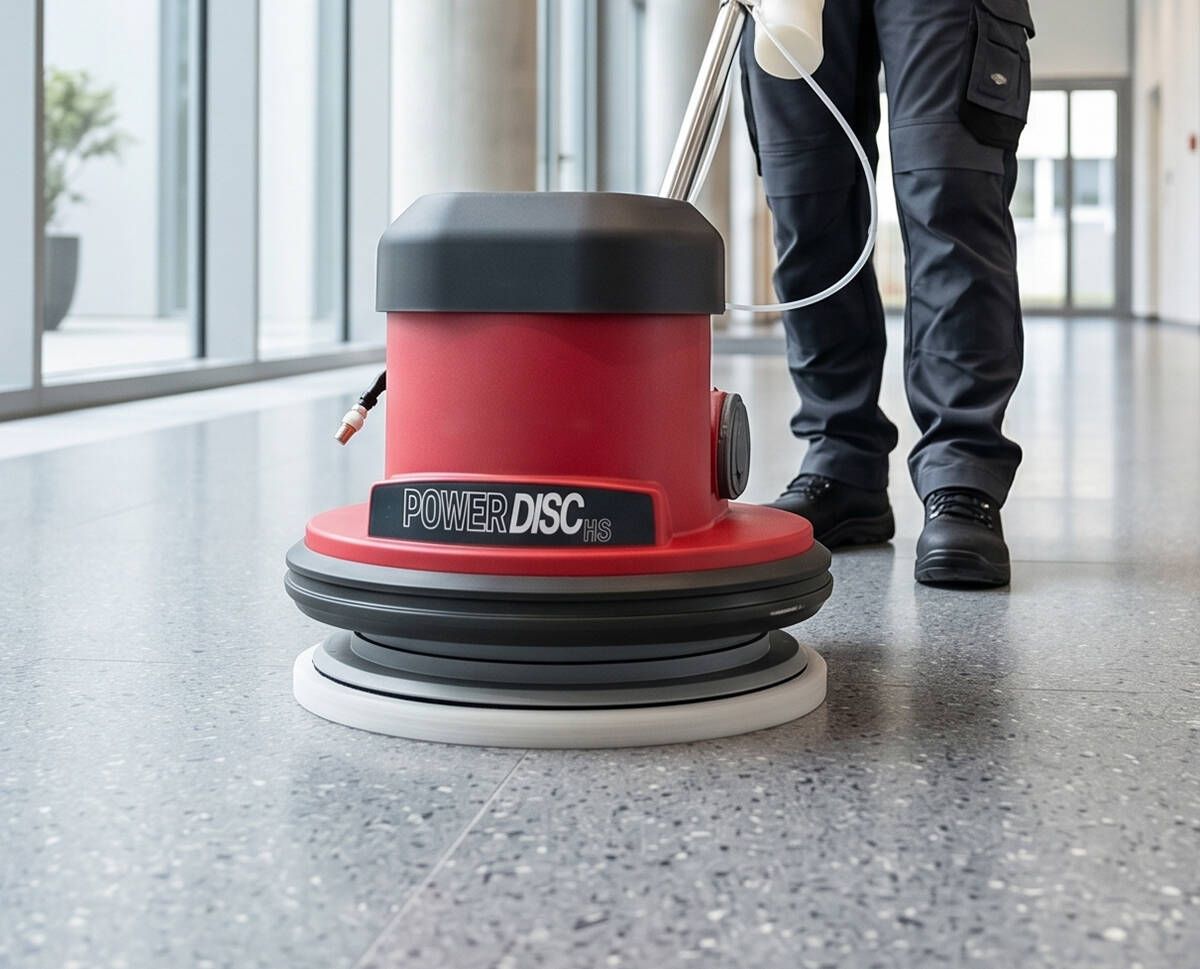 Cleanfix Power Disc HS Einscheibenmaschine im Einsatz