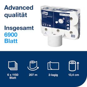 Tork SmartOne® Toilettenpapier T8 Advanced: 6 × 1'150 Blatt, 207 m, 2-lagig, 13.4 cm breit